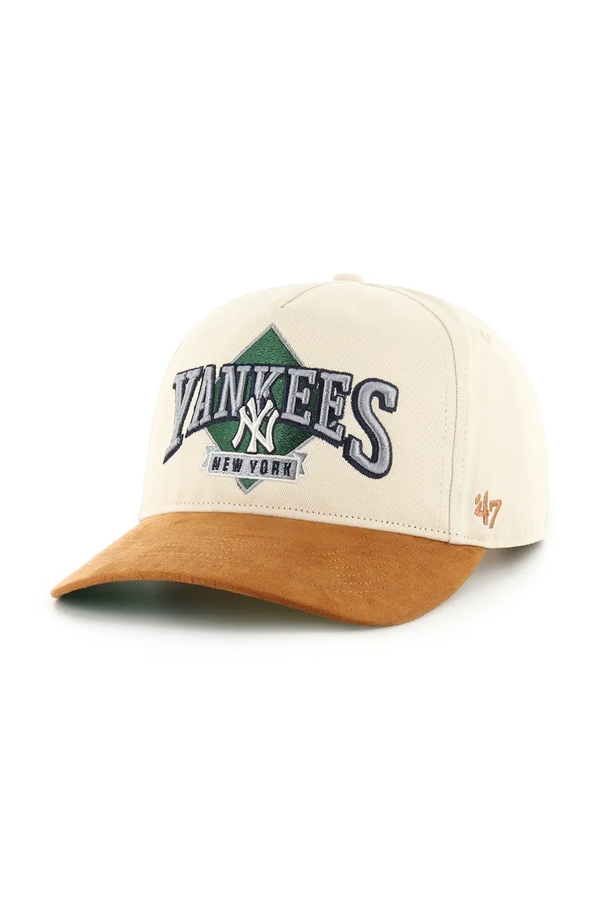 47 brand șapcă MLB New York Yankees culoarea bej, cu imprimeu, B-DMOND17GWP-NT 47 brand șapcă MLB New York Yankees culoarea bej, cu imprimeu, B-DMOND17GWP-NT