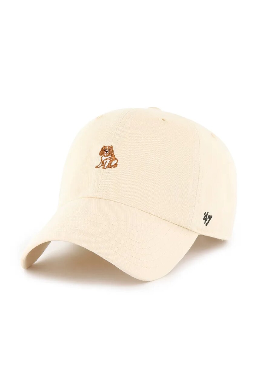 47 brand șapcă de baseball din bumbac Dog Base Runner Icon culoarea bej, neted, XX-BSRIC1411GWS-NTI