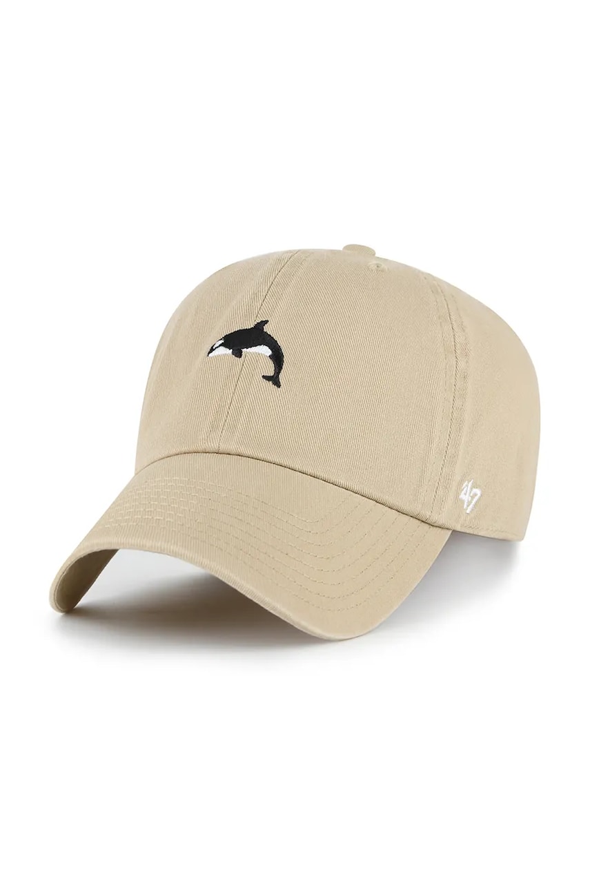 47 brand șapcă de baseball din bumbac Orca Base Runner Icon culoarea bej, uni, XX-BSRIC1411GWS-KHE