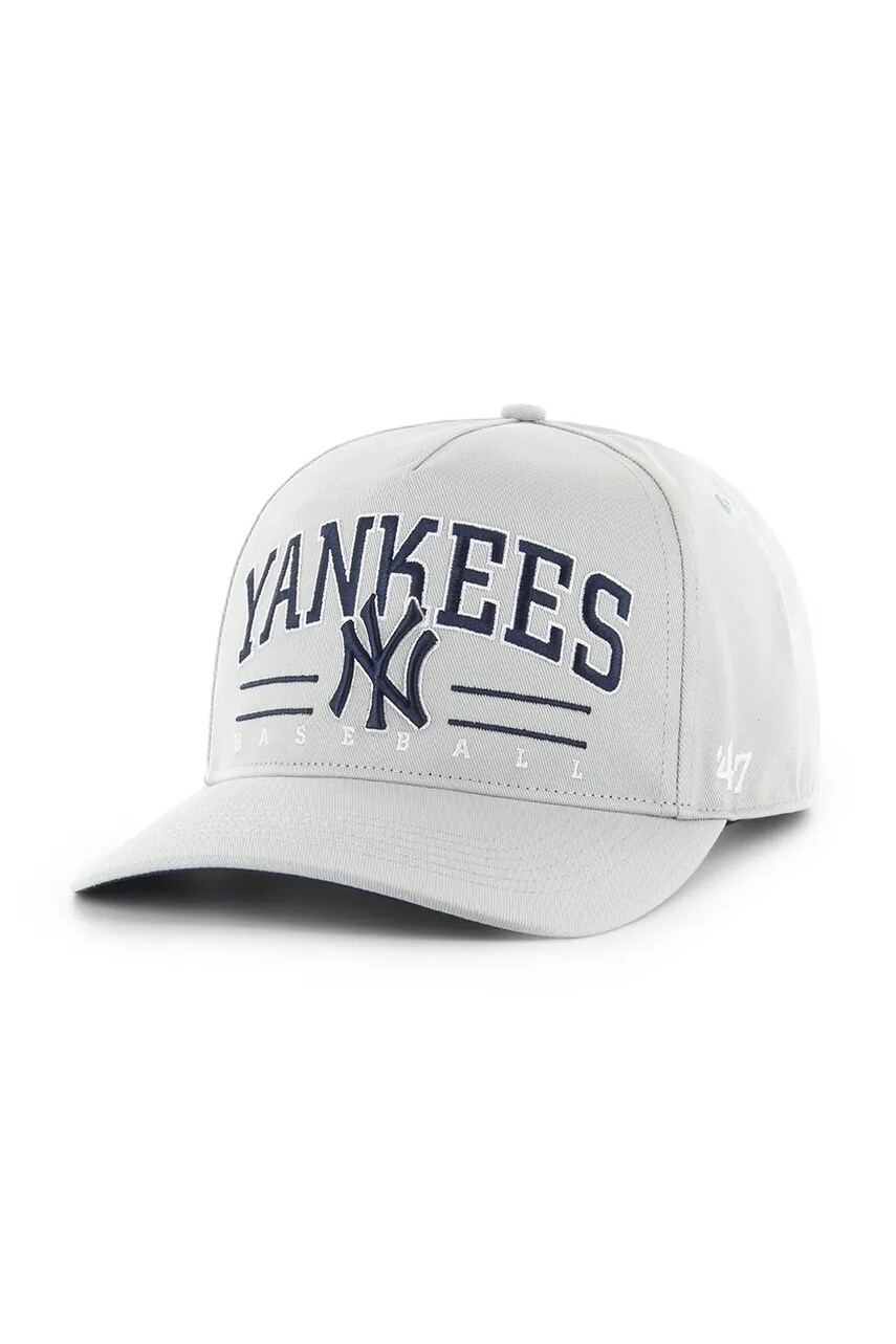 47 brand șapcă de baseball din bumbac MLB New York Yankees culoarea gri, cu imprimeu, B-RSCOE17GWP-GY