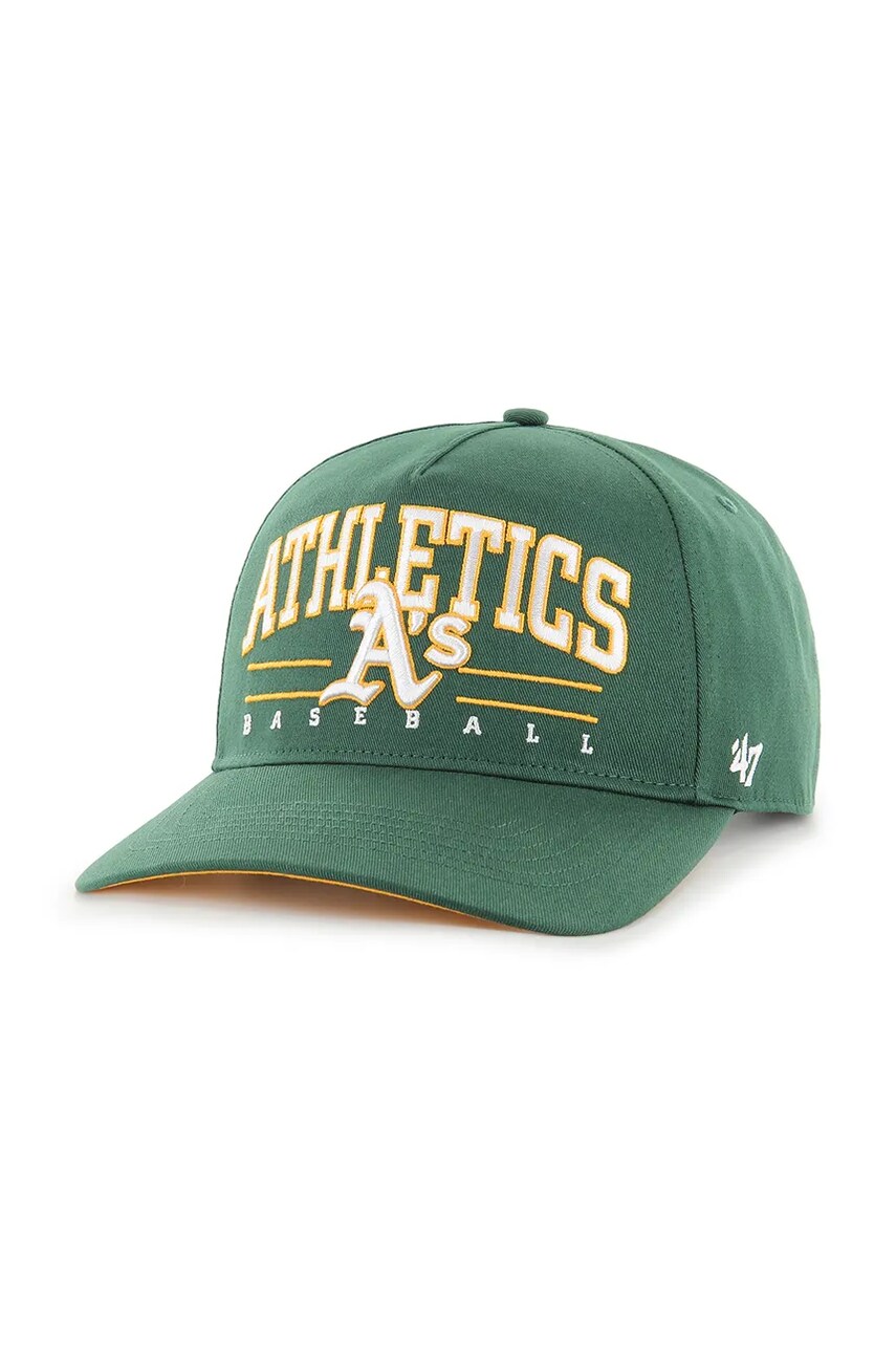 47 brand șapcă de baseball din bumbac MLB Oakland Athletics culoarea verde, cu imprimeu, B-RSCOE18GWP-DG