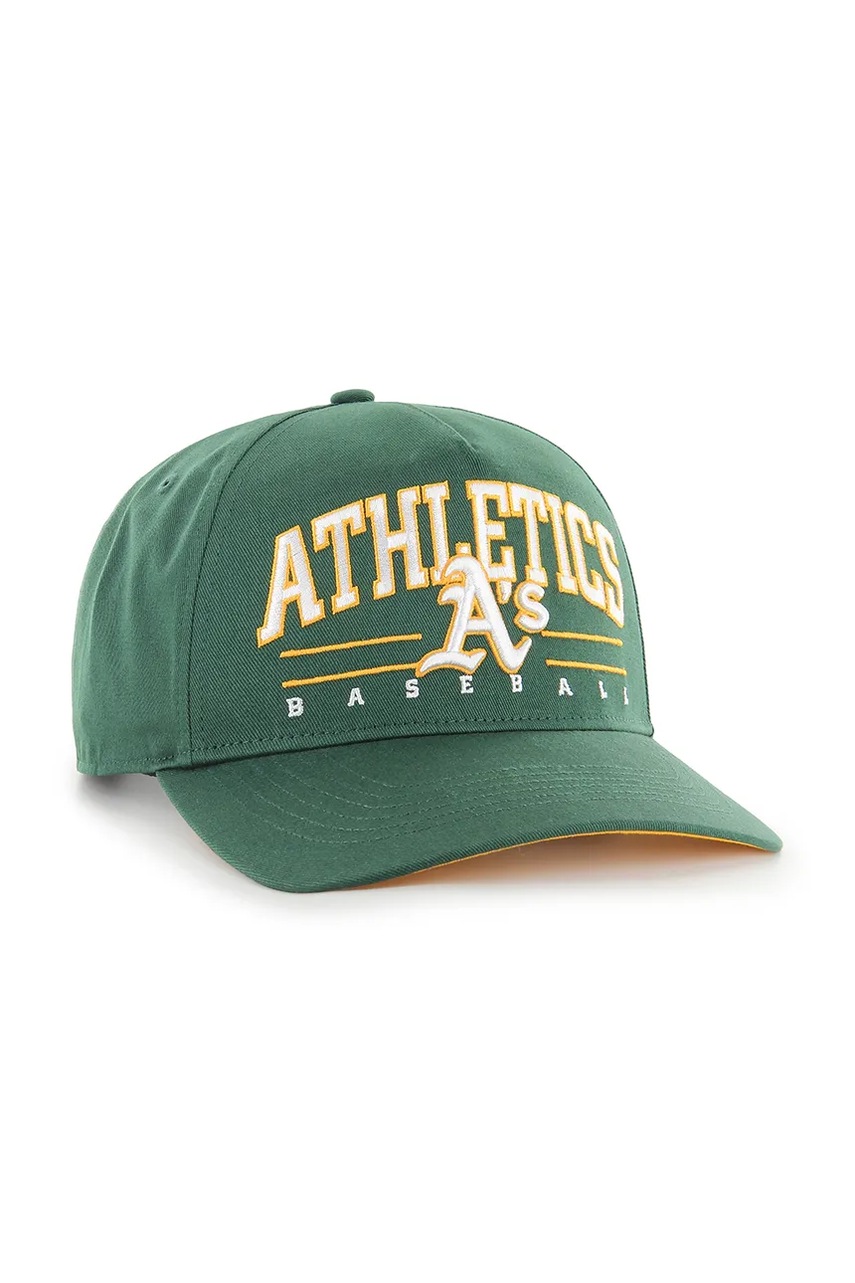Хлопковая кепка 47 brand MLB Oakland Athletics цвет зелёный с аппликацией B-RSCOE18GWP-DG