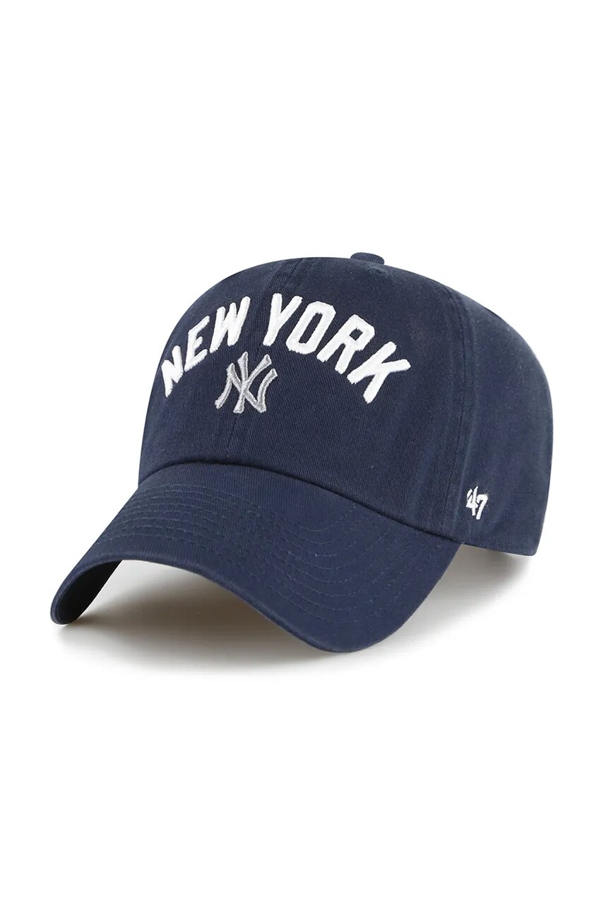 47 brand șapcă de baseball din bumbac MLB New York Yankees culoarea bleumarin, uni, B-RGWSC17GWS-NYE