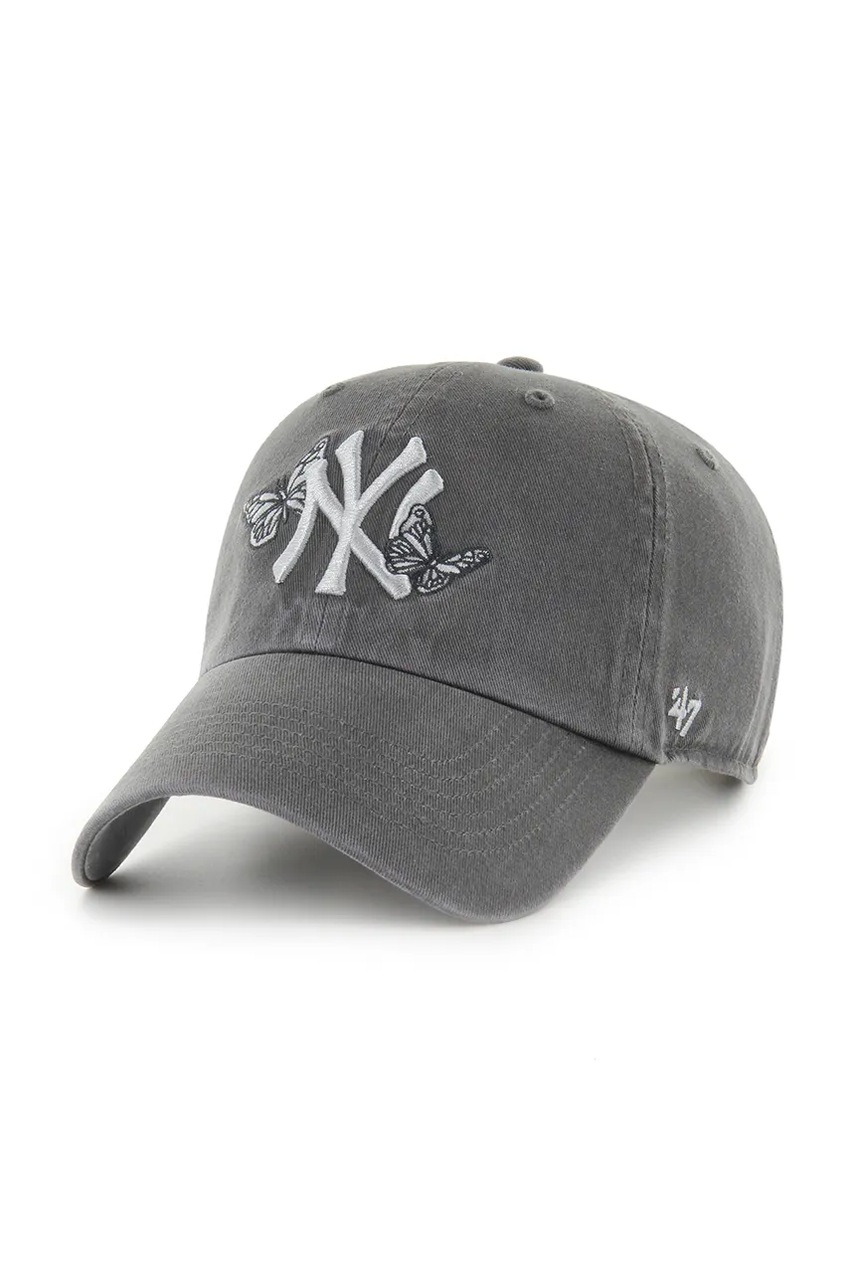47 brand șapcă de baseball din bumbac MLB New York Yankees culoarea gri, cu imprimeu, B-ICACL17GWS-GH