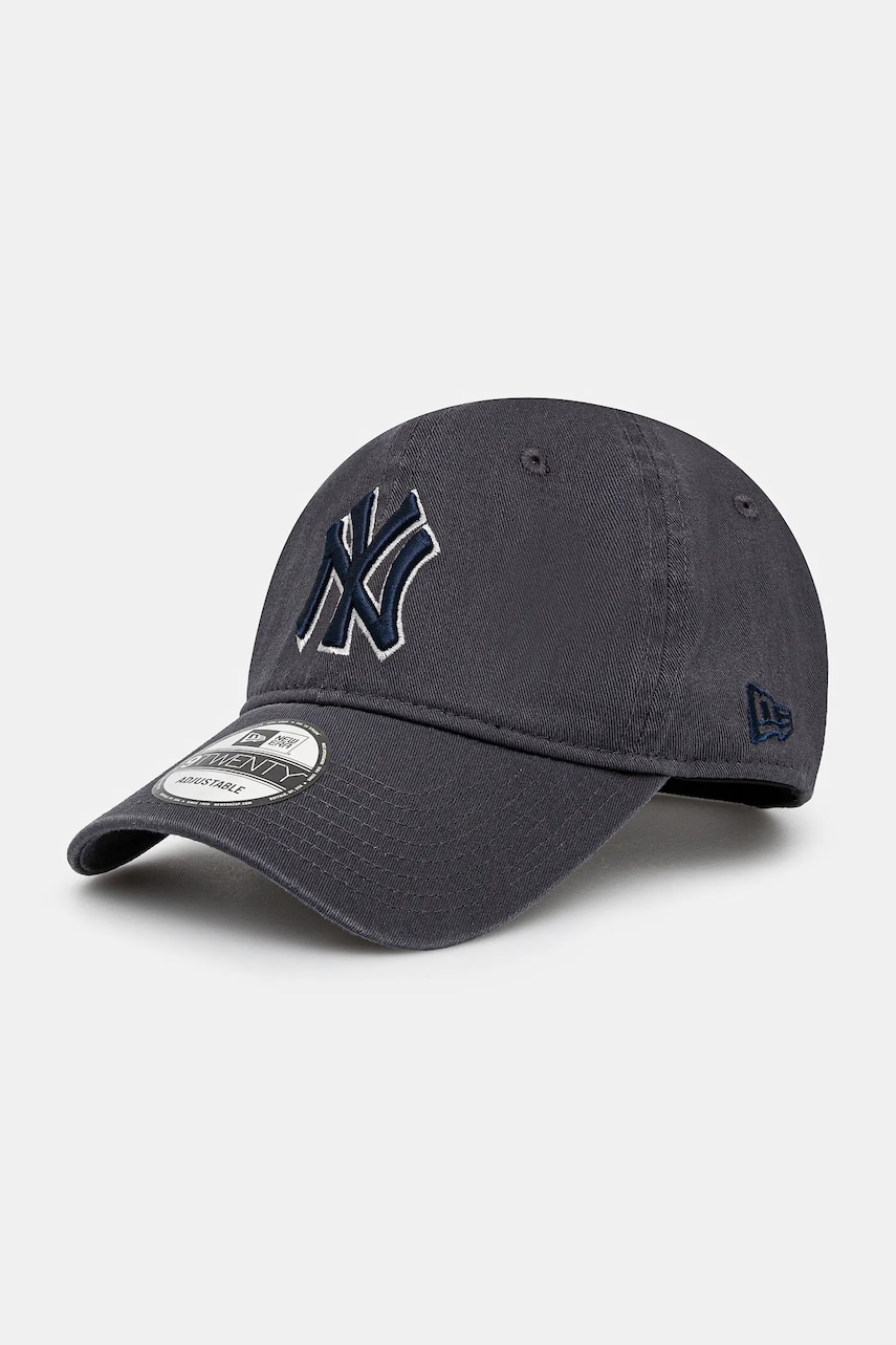 New Era șapcă de baseball din bumbac culoarea gri, neted, 60235294 New Era șapcă de baseball din bumbac culoarea gri, neted, 60235294