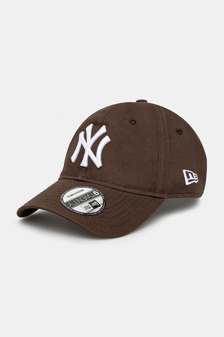 New Era șapcă de baseball din bumbac culoarea maro, neted, 60471475