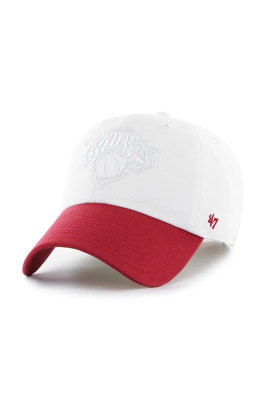 47 brand șapcă de baseball din bumbac NBA New York Knicks '47 x Tommy Hilfiger culoarea alb, cu imprimeu, KCO-THCCU175GWL-WH 47 brand șapcă de baseball din bumbac NBA New York Knicks '47 x Tommy Hilfiger culoarea alb, cu imprimeu, KCO-THCCU175GWL-WH