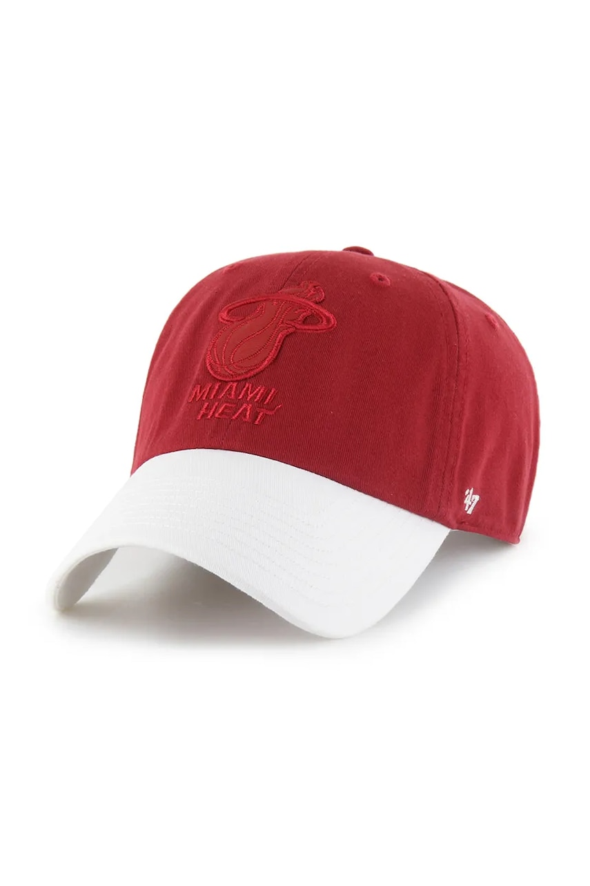 47 brand șapcă de baseball din bumbac NBA Miami Heat '47 x Tommy Hilfiger culoarea rosu, cu imprimeu, KCO-THCCU236GWL-TJ 47 brand șapcă de baseball din bumbac NBA Miami Heat '47 x Tommy Hilfiger culoarea rosu, cu imprimeu, KCO-THCCU236GWL-TJ