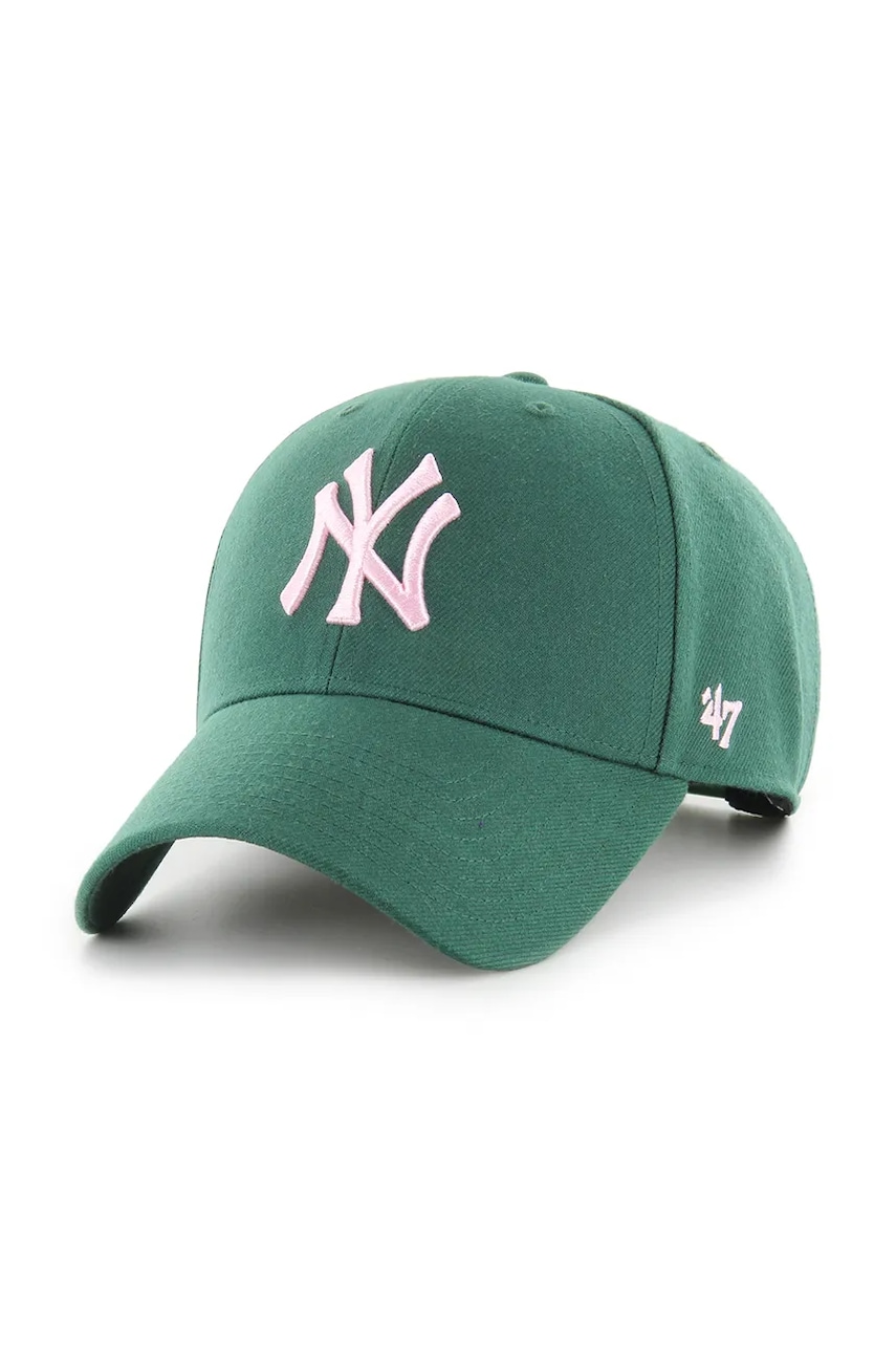 47 brand șapcă de baseball din amestec de lână MLB New York Yankees culoarea verde, B-MVPSP17WBP-DGE