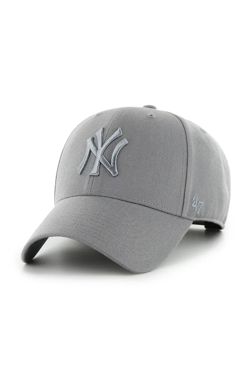 Levně Kšiltovka s příměsí vlny 47 brand MLB New York Yankees šedá barva, B-MVPSP17WBP-DYC