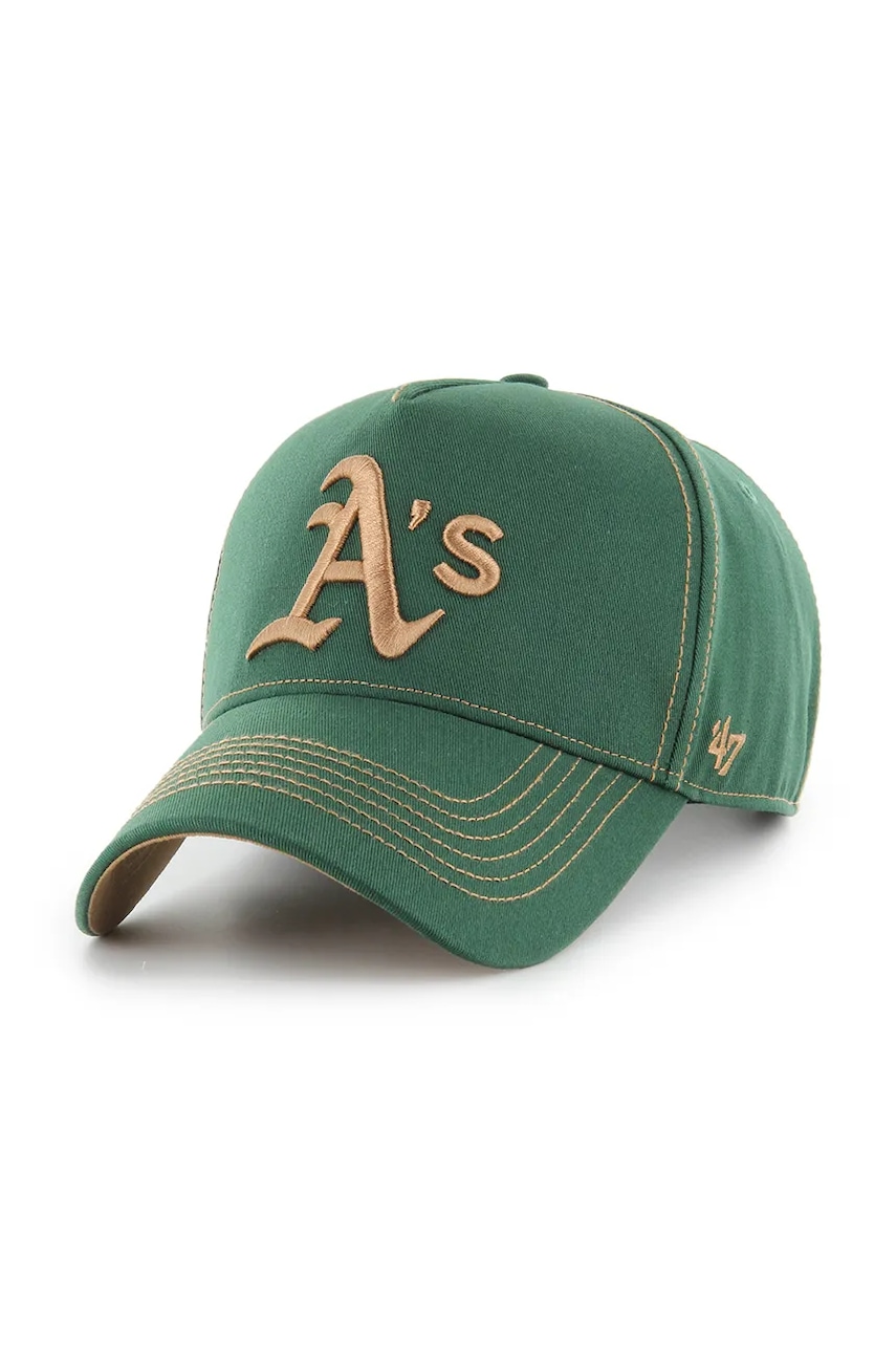 Levně Bavlněná baseballová čepice 47 brand MLB Athletics Contrast Stitch zelená barva, B-CONDT18GWS-DG