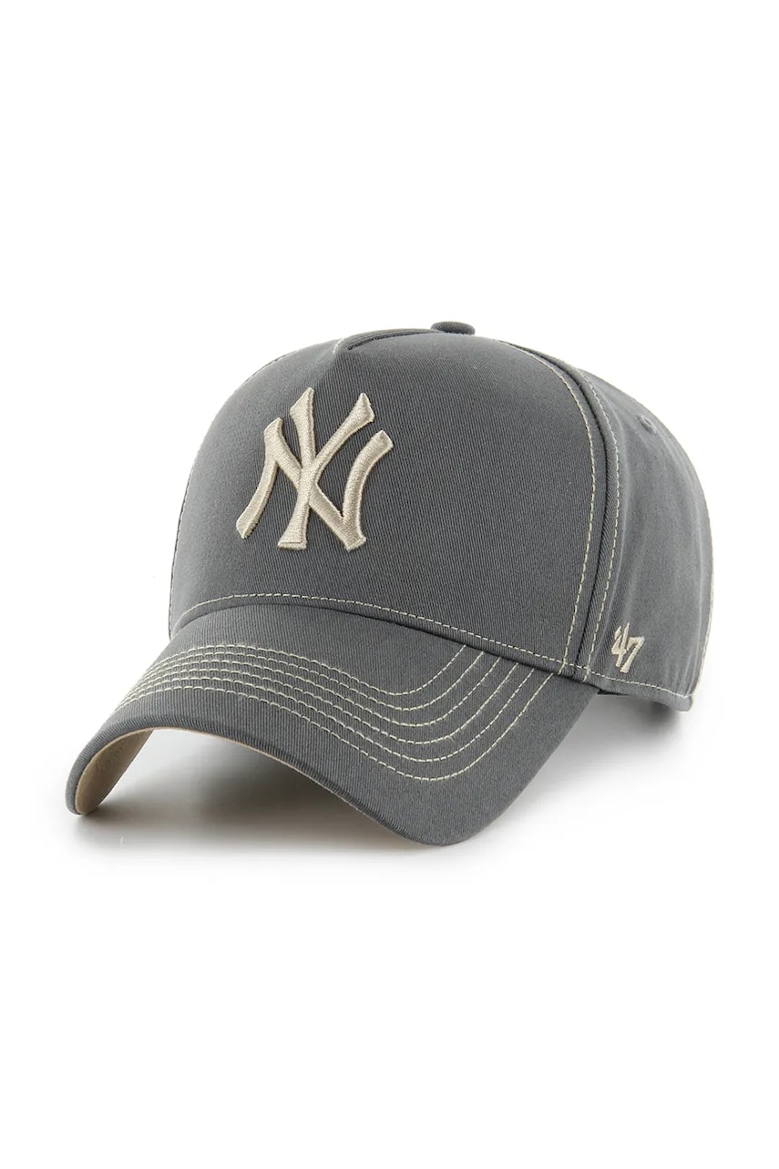 Levně Bavlněná baseballová čepice 47 brand MLB New York Yankees šedá barva, B-CONDT17GWS-CC