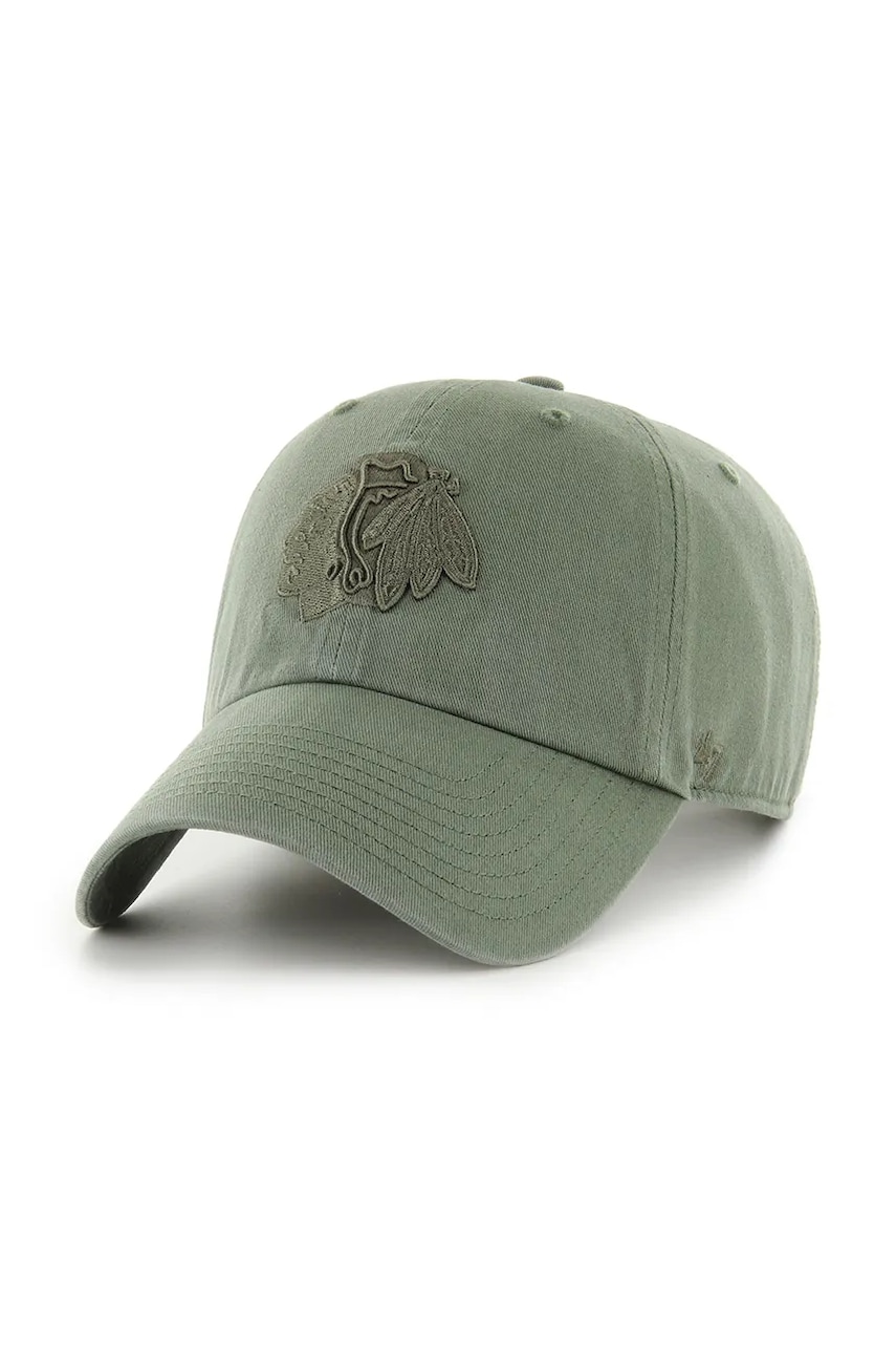 47 brand șapcă de baseball din bumbac NHL Chicago Blackhawks culoarea verde, H-NLRGW04GWS-MS