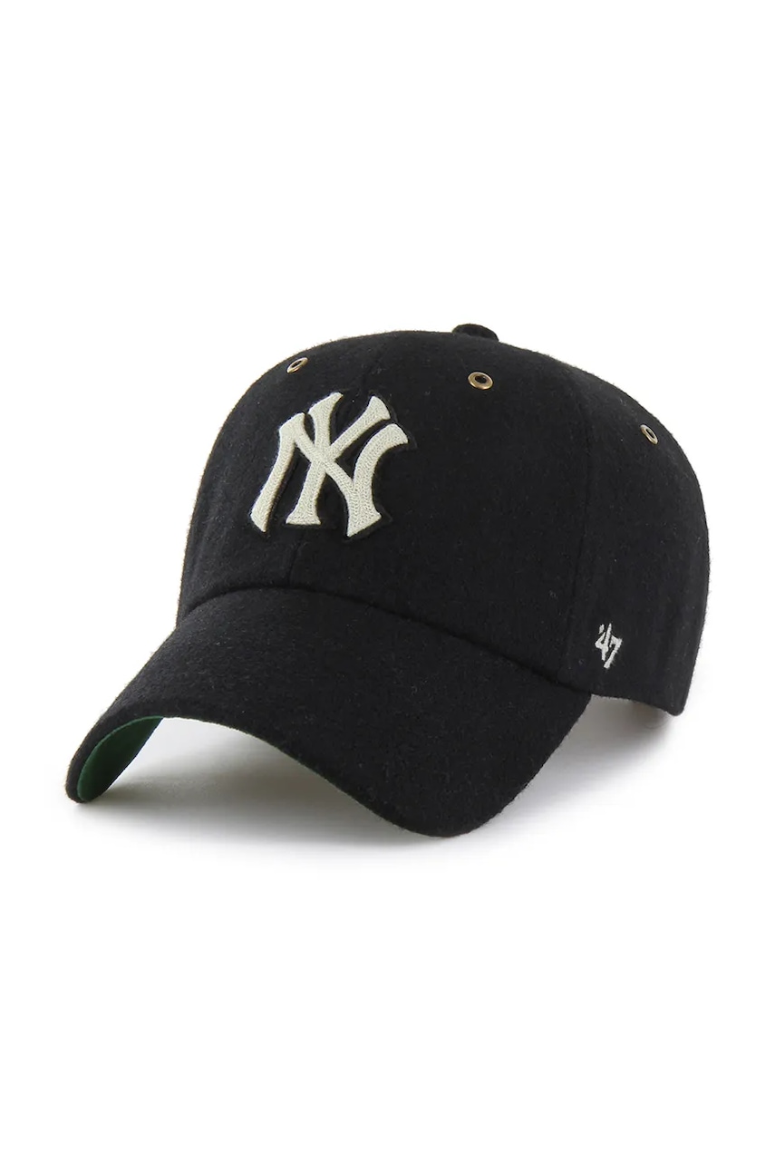Levně Kšiltovka s příměsí vlny 47 brand MLB New York Yankees černá barva, B-GLDAG17WIS-BK