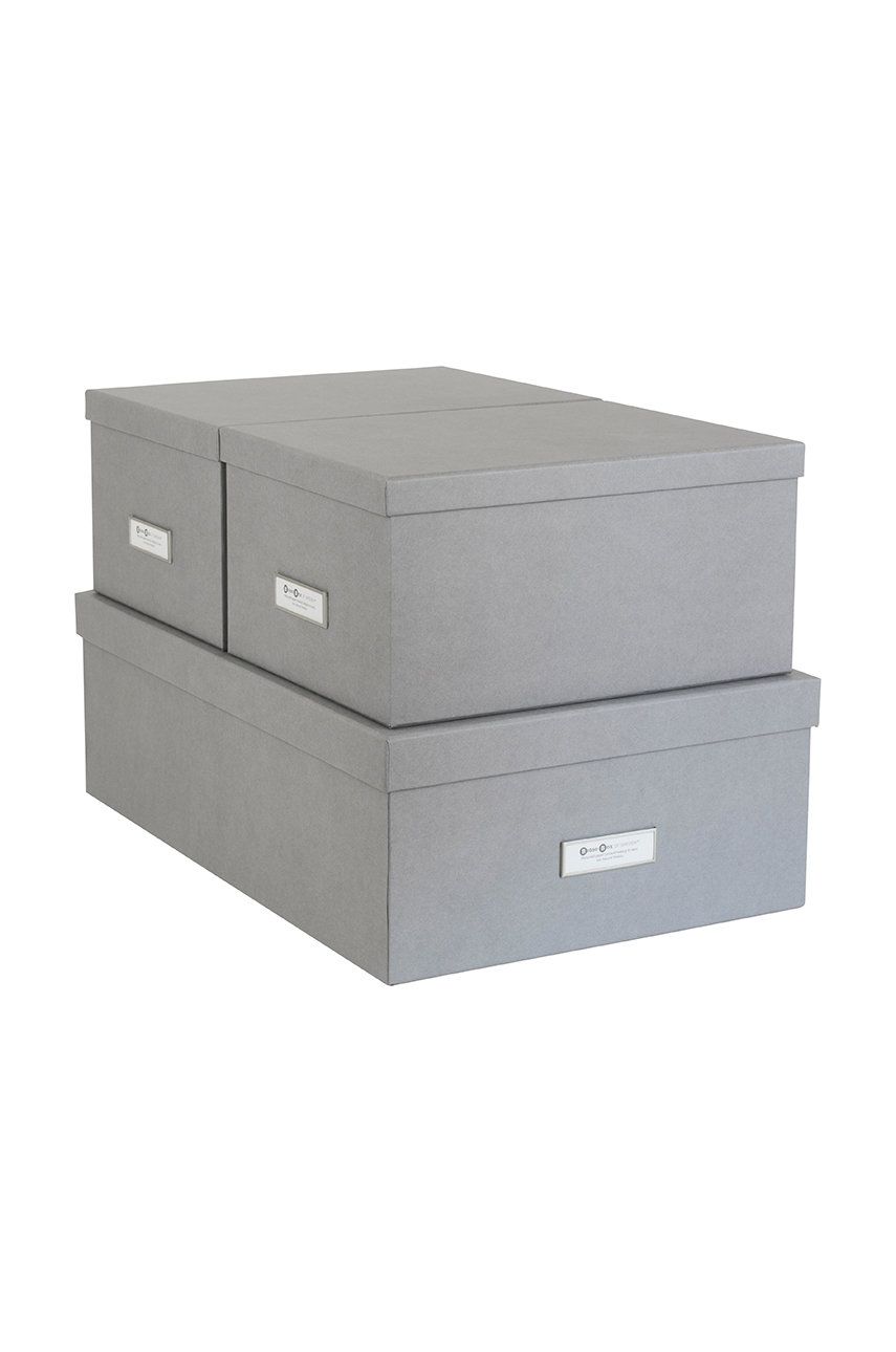 Bigso Box of Sweden sada úložných boxů Inge (3-pack) - šedá -  Dřevo
