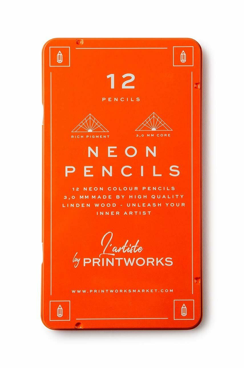 Sada pastelek v pouzdře Printworks Neon 12-pack - vícebarevná -  Dřevo