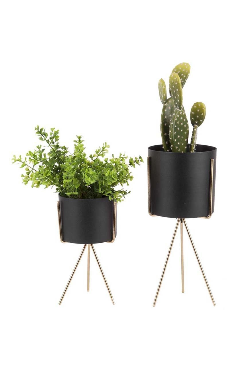 

Present Time Комплект кашпи с решетка (2-pack), Черен