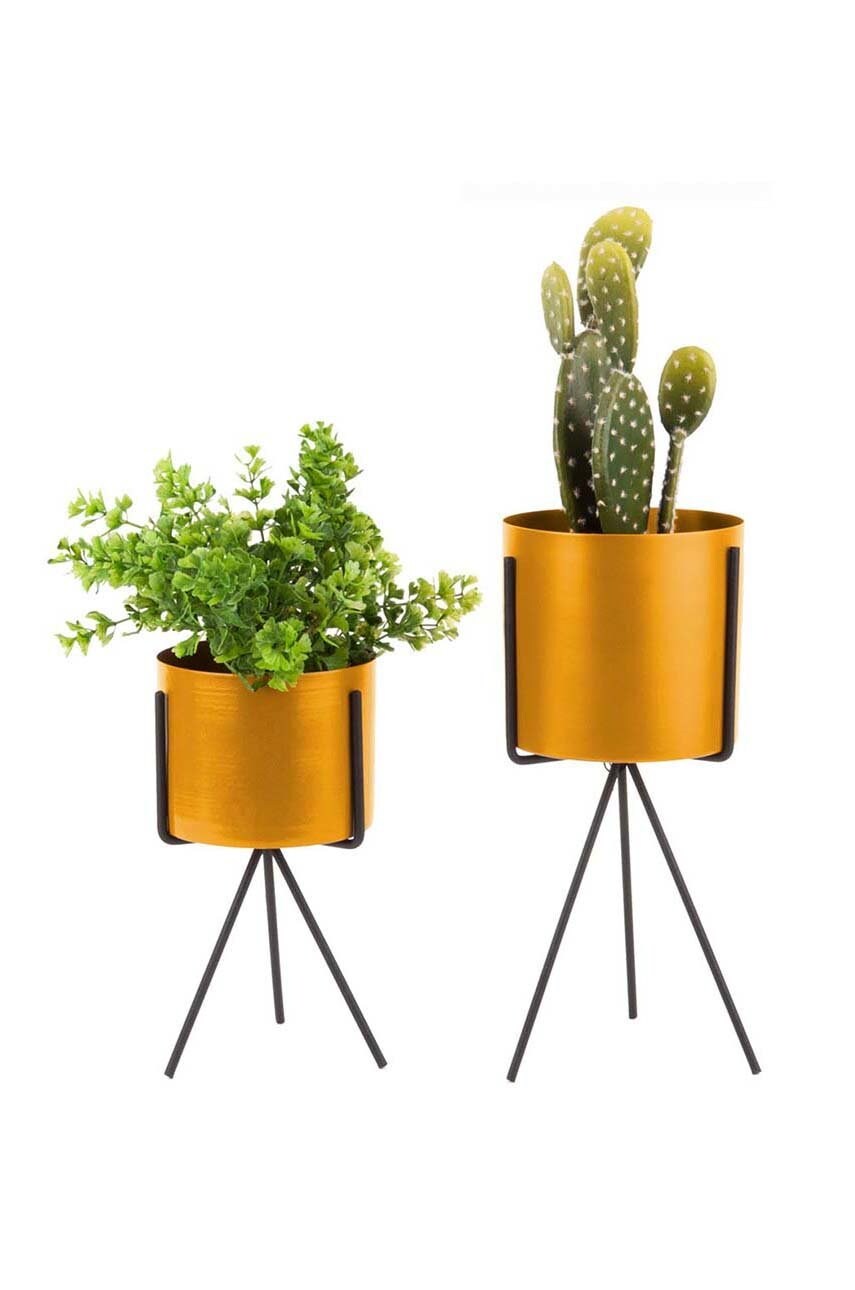 

Present Time Комплект кашпи с решетка (2-pack), Жълт