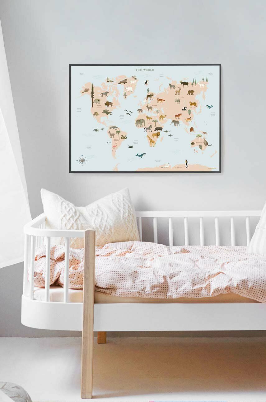 Plakat Vissevasse World Map Animal 30 X 40 Cm