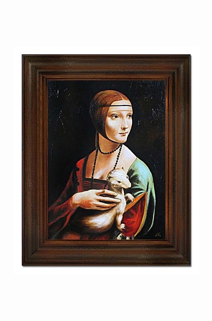 

Репродукція, написана маслом, в рамці Leonardo Da Vinci, Dama z gronostajem