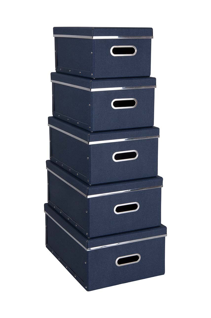 Sada úložných boxů Bigso Box of Sweden Joachim 5-pack - námořnická modř -  MDF deska