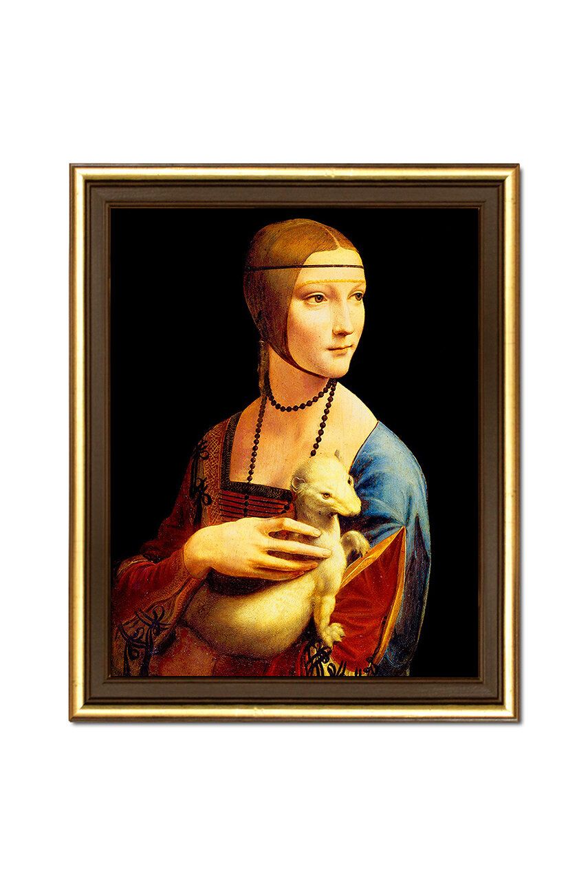 Reprodukce na plátně v rámu Leonardo Da Vinci, Dáma s hranostajem 24 x 29 cm - vícebarevná - Plátno