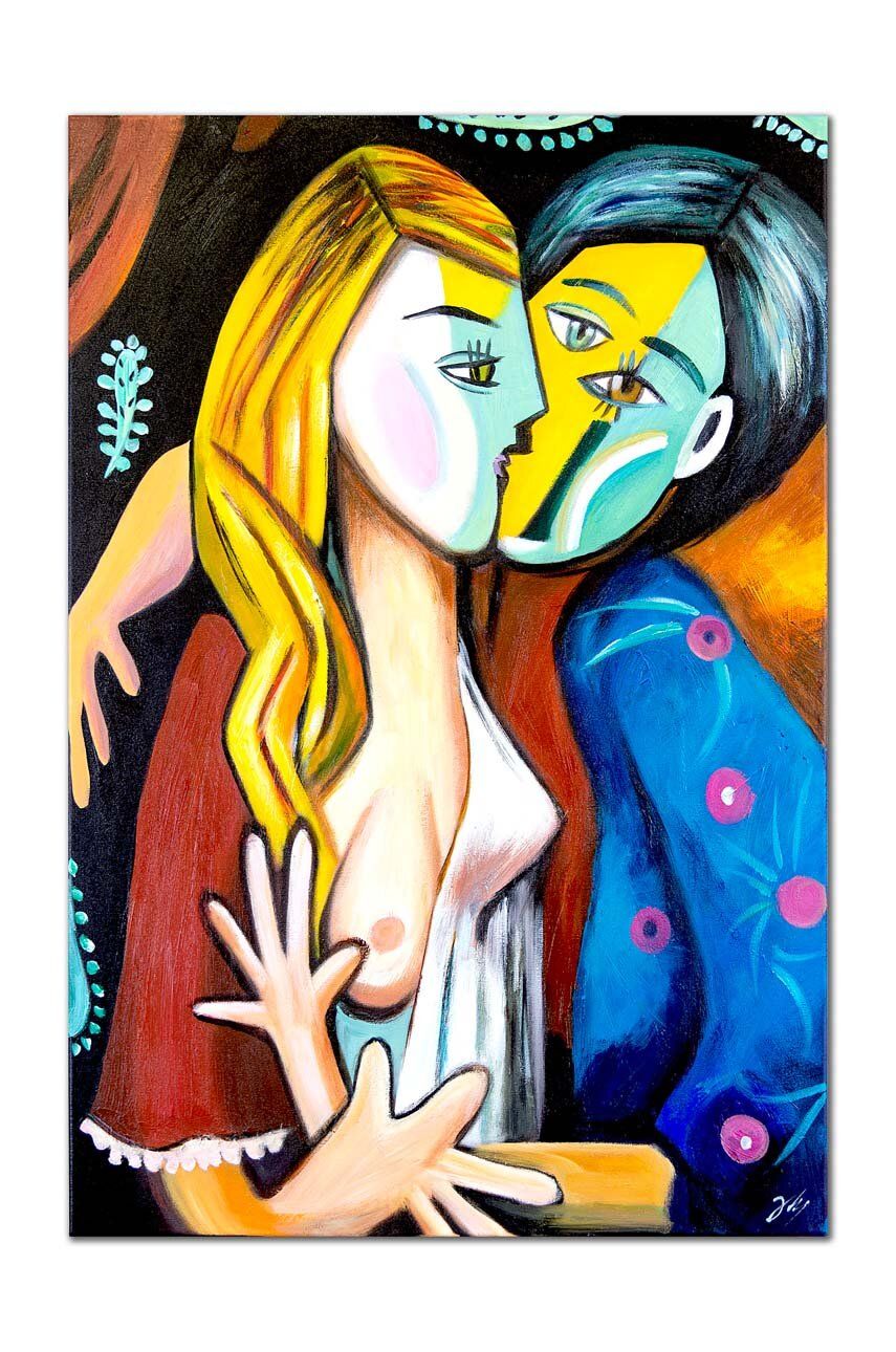 Reprodukce malovaná olejem Pablo Picasso, Polibek, 60 x 90 cm