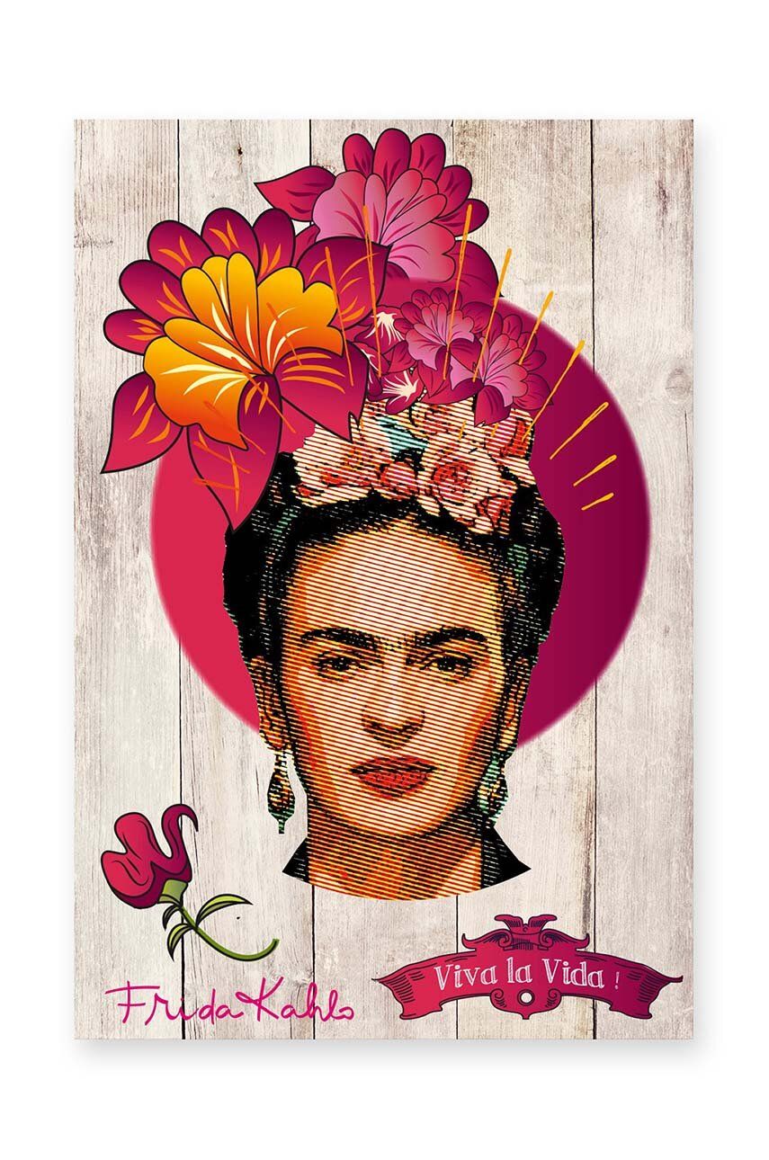 Nástěnná dekorace na zarámovaném papíře Madre Selva Frida Draw - vícebarevná - Dřevo