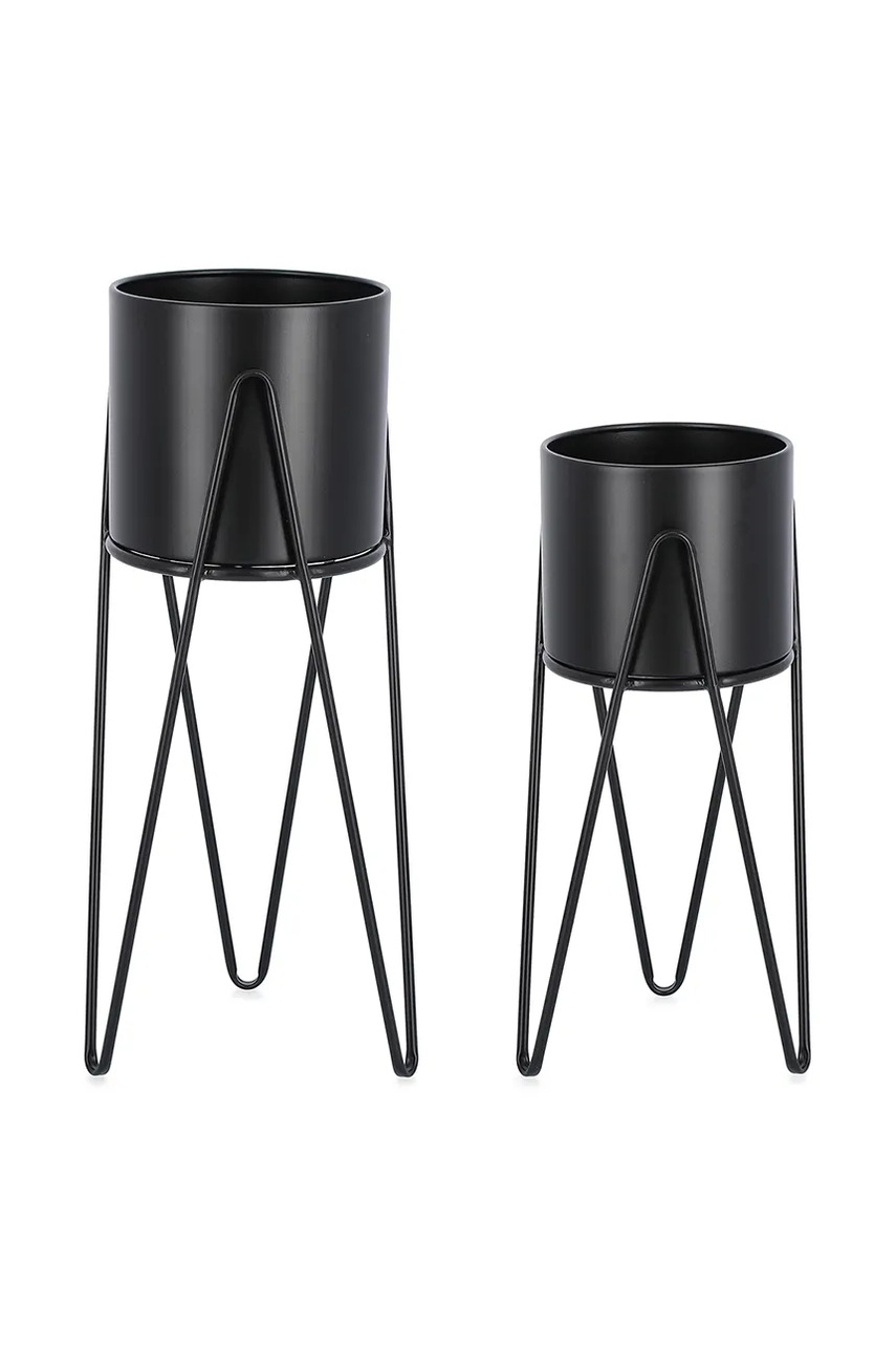 Σετ γλάστρες με στήριγμα Bizzotto Madelyn 2-pack χρώμα: μαύρο φωτογραφία