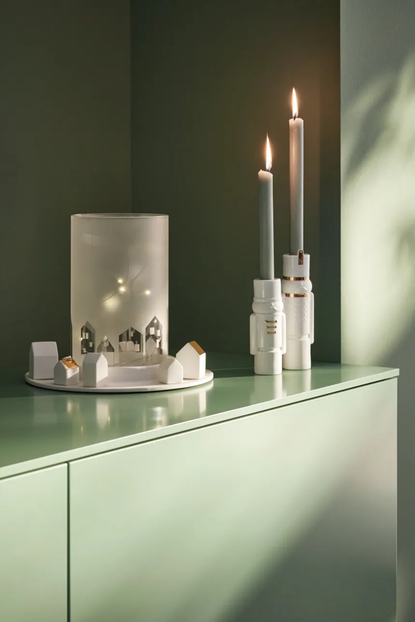 Διακοσμητικό κηροπήγιο Raeder 5,5 x 4 x 18 cm χρώμα: άσπρο φωτογραφία