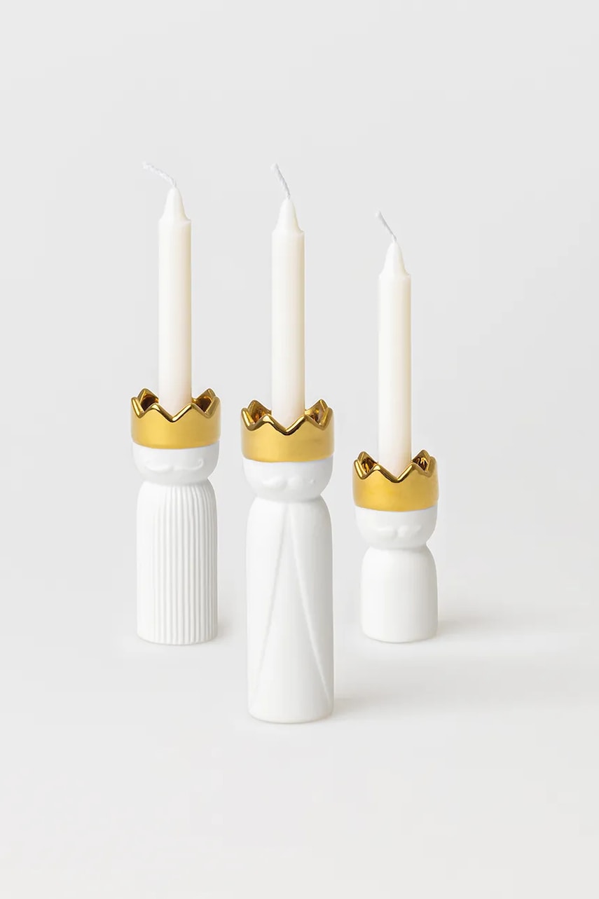 Raeder set de sfeșnice de crăciun 3-pack culoarea alb