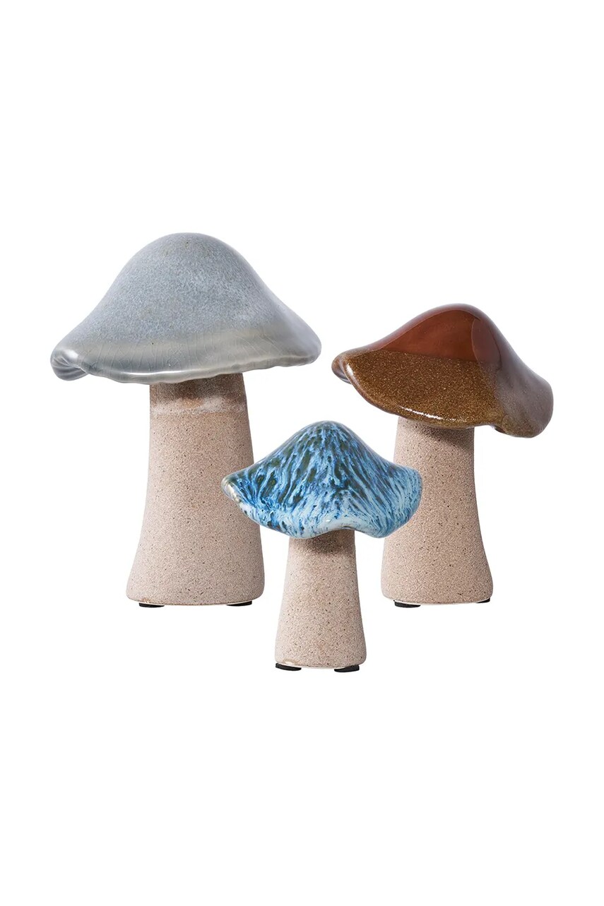 Levně Dekorativní figurka House Nordic Mushrooms 3-pack zelená barva
