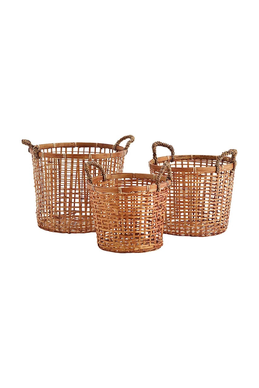 Madam Stoltz set de coșuri de depozitare Bamboo 3-pack