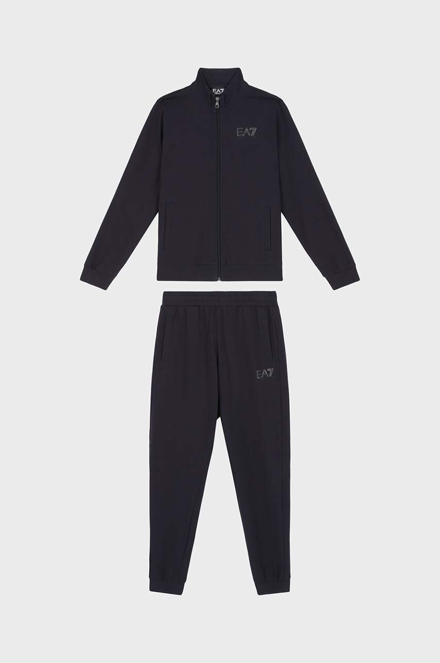 

Детски памучен анцуг EA7 Emporio Armani в черно, Тъмносин