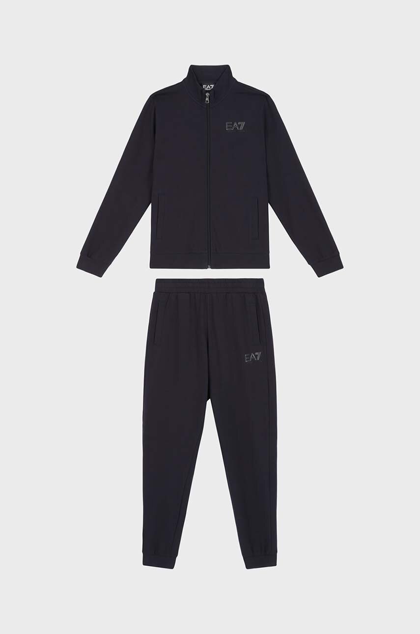 EA7 Emporio Armani trening de bumbac pentru copii culoarea negru EA7 Emporio Armani trening de bumbac pentru copii culoarea negru - Treninguri.eu