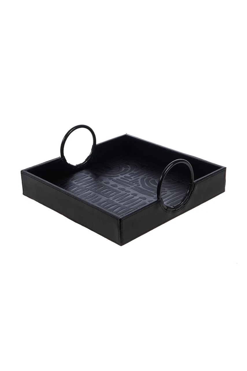 Levně Ozdobný tác home & lifestyle černá barva
