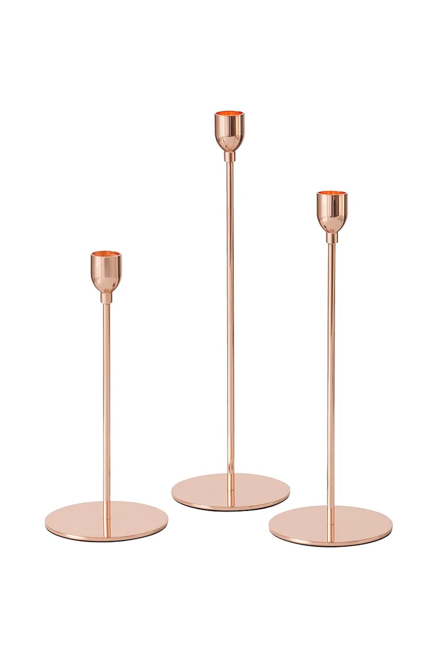 Boltze gyertyatartó készlet Malte 23 / 27 / 32 cm 3 db rózsaszín akciós termékkép 1