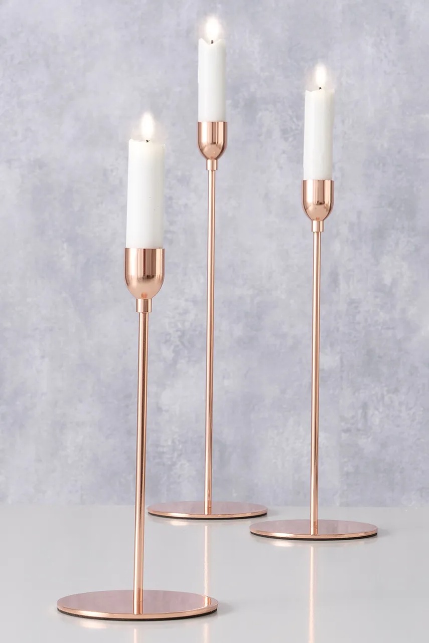 Σετ κηροπήγια Boltze Malte 23 / 27 / 32 cm 3-pack χρώμα: ροζ φωτογραφία