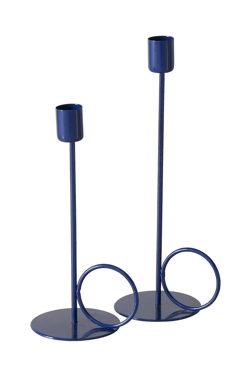 Boltze sfeșnic decorativ Mega 2-pack culoarea bleumarin Boltze sfeșnic decorativ Mega 2-pack culoarea bleumarin