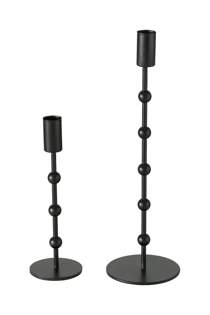 Boltze gyertyatartó készlet Kimberly 20 / 30 cm 2 db fekete akciós termékkép 1