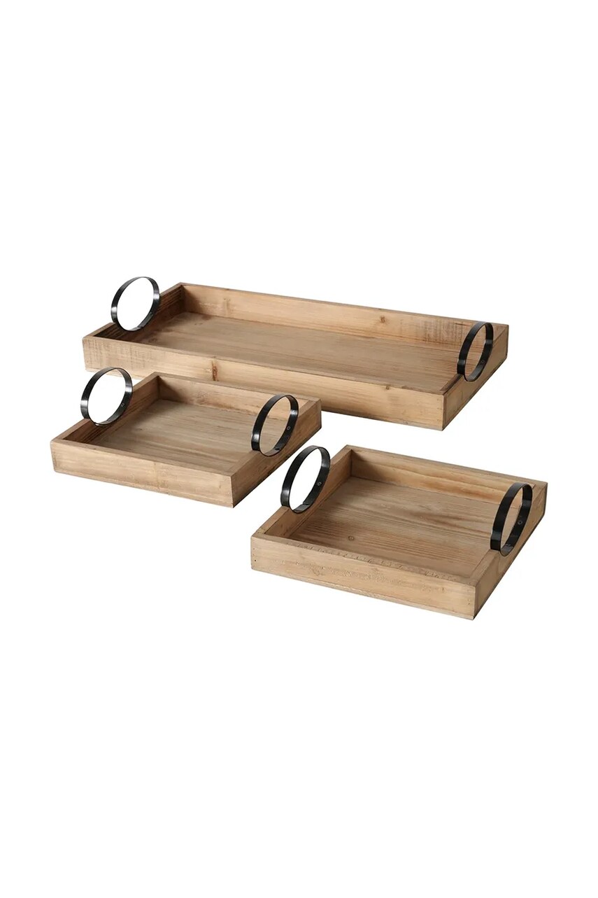 Levně Sada táců Boltze Ringo 3-pack béžová barva