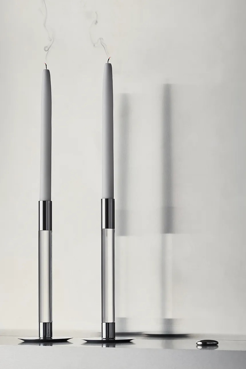 Διακοσμητικό κηροπήγιο Orrefors Lumiere 26,5 cm χρώμα: γκρι φωτογραφία