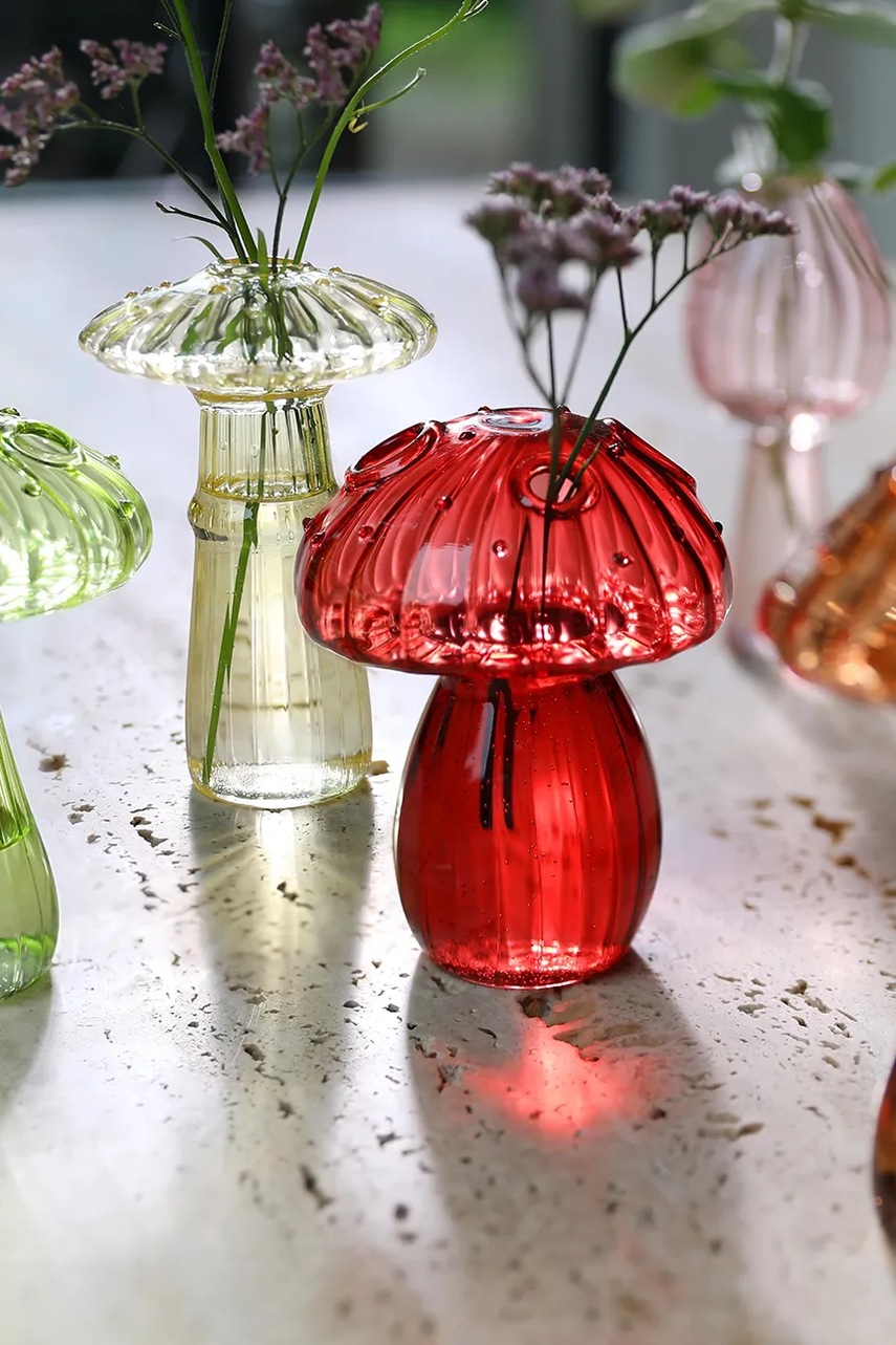 Декоративная ваза &k amsterdam mushroom red 12,5 cm