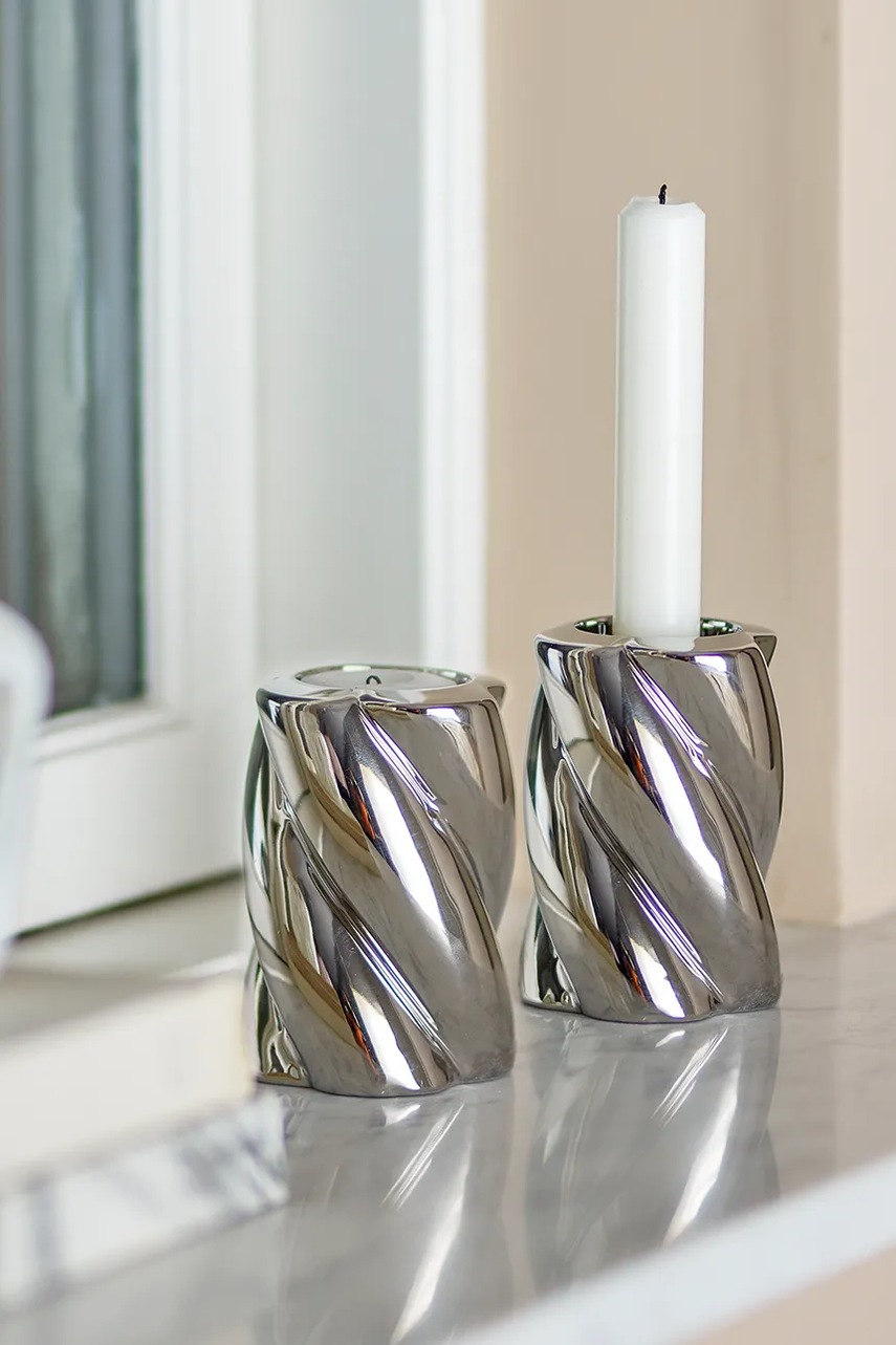 Διακοσμητικό κηροπήγιο Bloomingville Silvia 7 x 9,5 cm 2-pack χρώμα: γκρι φωτογραφία