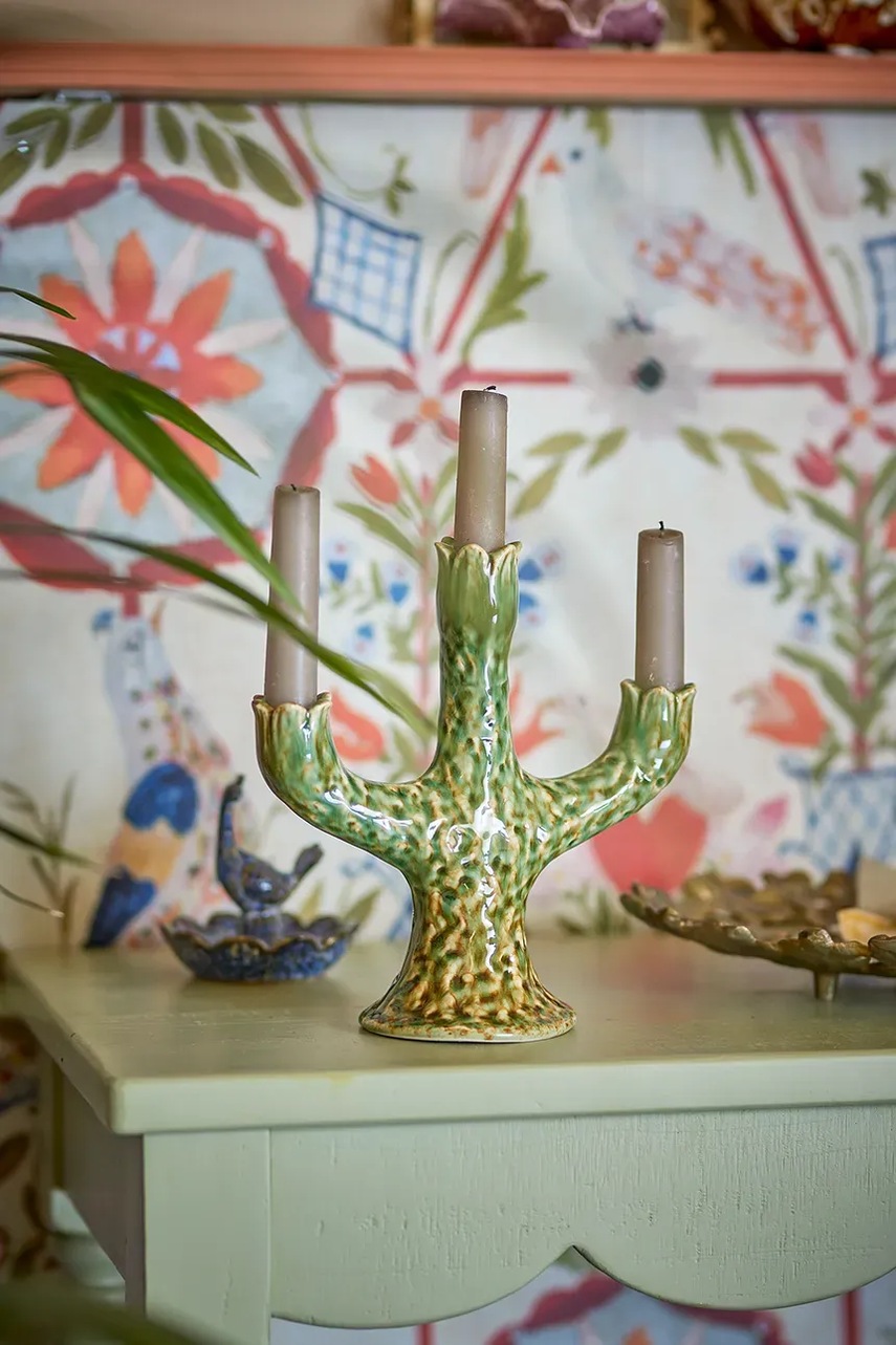 Διακοσμητικό κηροπήγιο Bloomingville Cyrill 21 x 21 x 10 cm χρώμα: πράσινο φωτογραφία