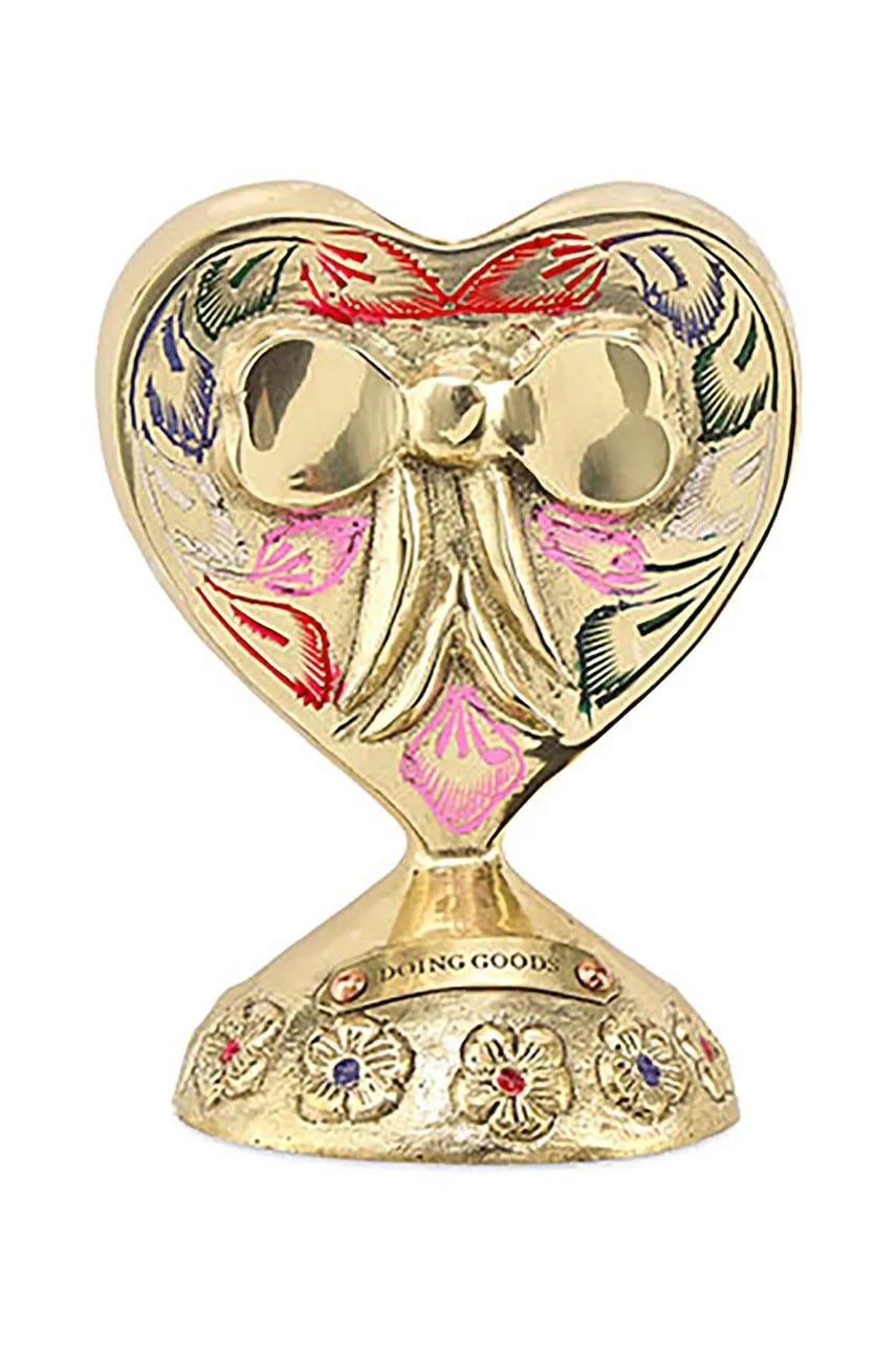 Doing Goods sfeșnic decorativ Bubbly Heart 10 x 8 x 6 cm culoarea galben