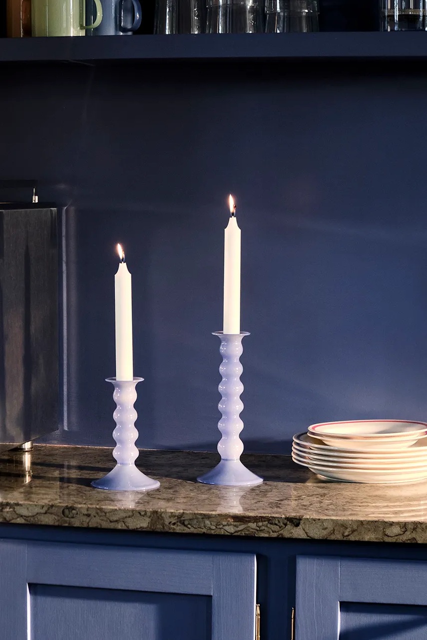 Διακοσμητικό κηροπήγιο HAY Wavy 21 x 19,5 x 9,5 cm χρώμα: μπλε φωτογραφία