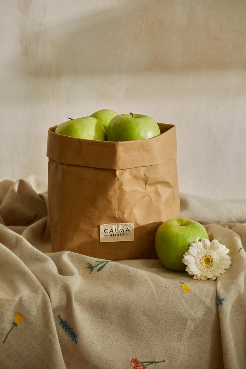 Καλάθι φρούτων Calma House Paper 16,5 x 11,5 x 20 cm χρώμα: μπεζ φωτογραφία