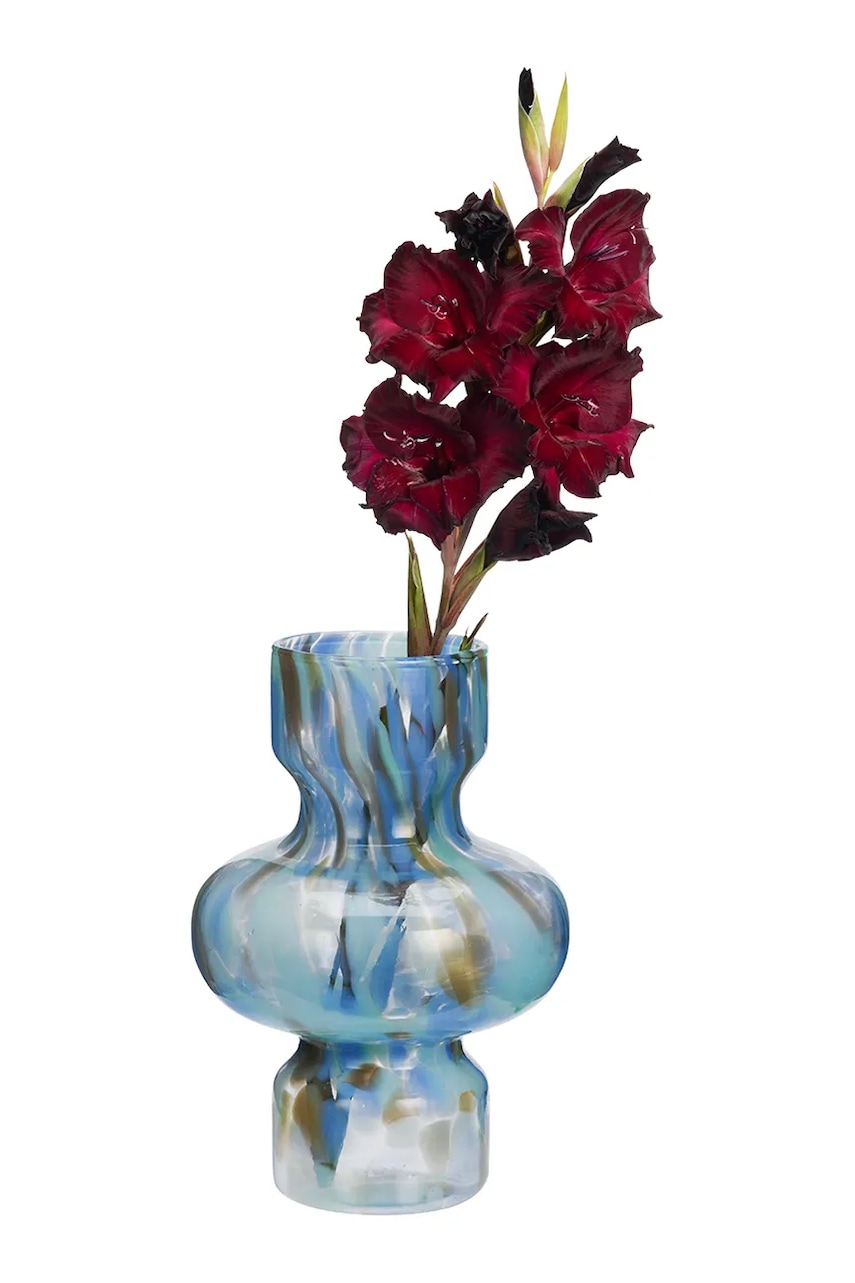 Madam Stoltz váza dekorativní z barevného skla 14 x 22 cm