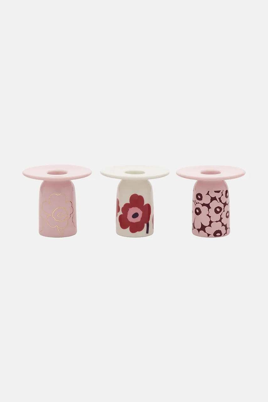 Marimekko set svijećnjaka ukrasni od kamenine 8 x 8 cm